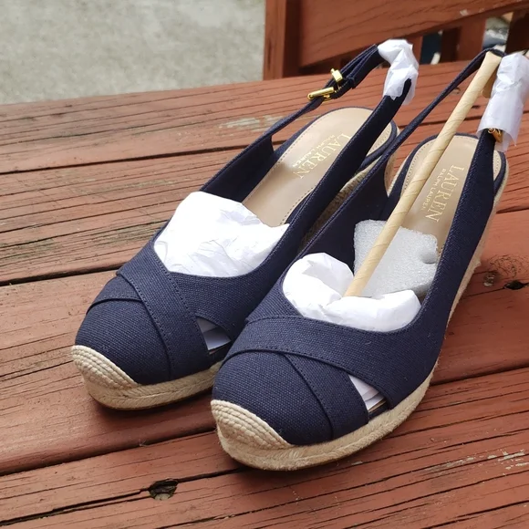 New Ralph Lauren blue wedges size 8 - Picture 7 of 9